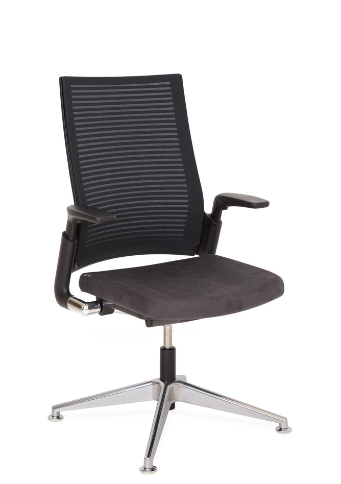 2020 Extra Verta Royal Ahrend 2020 Conference chair in black with armrests front left view