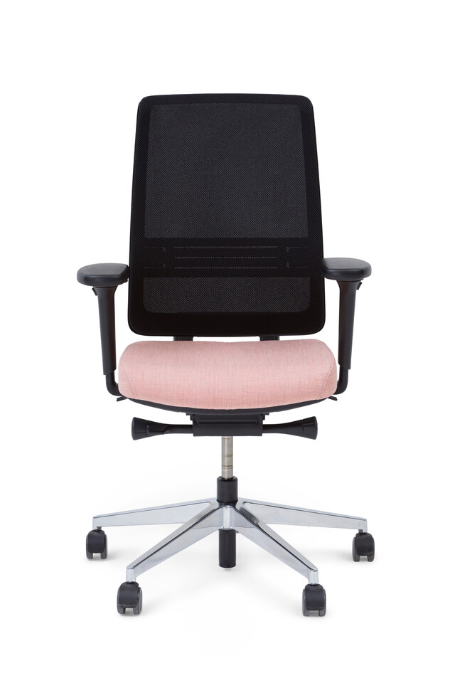 Ease Royal Ahrend Ease office chair with seat upholstered in pink and back in black front view