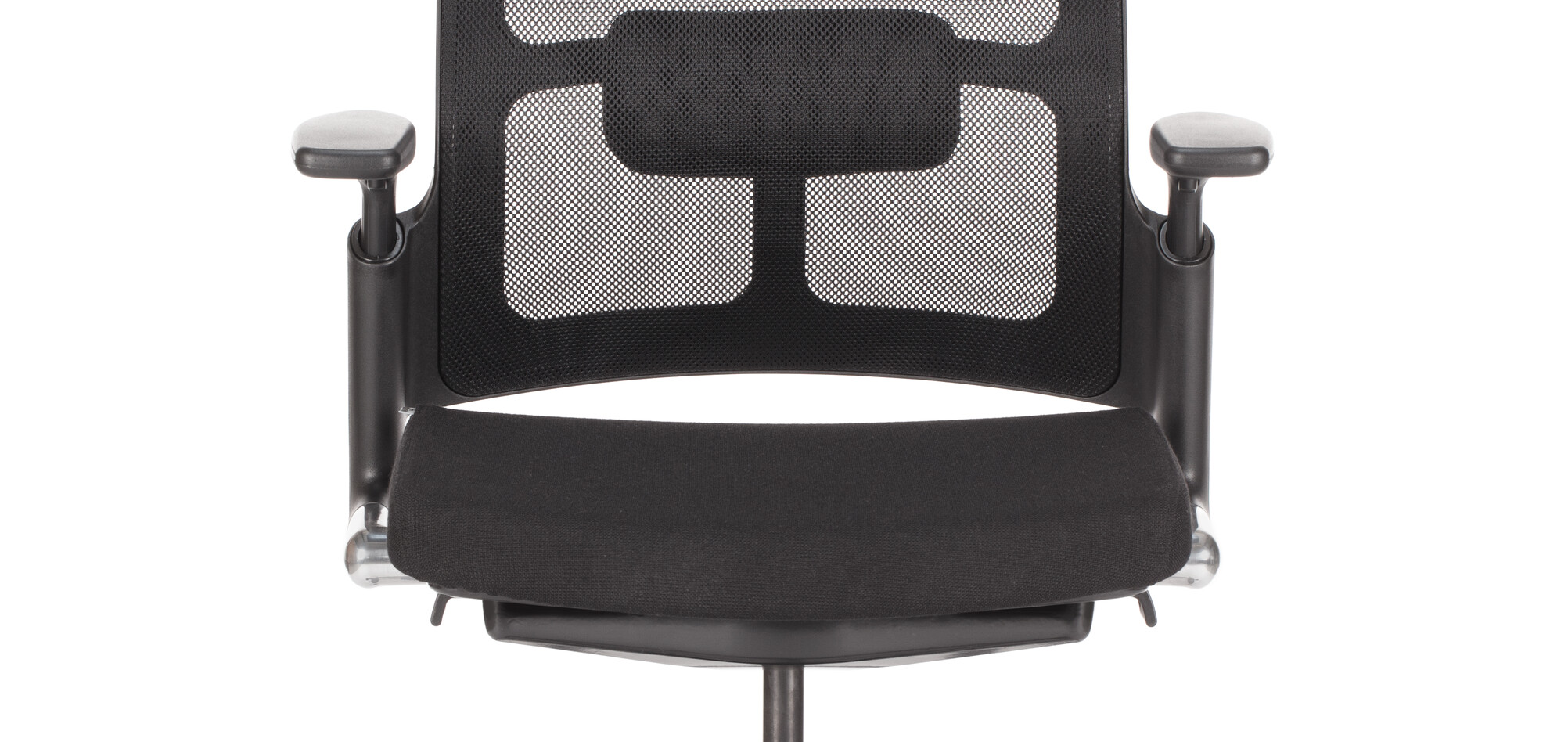 2020 Verta Royal Ahrend 2020 Verta work chair upholstered in black at lowest point front view