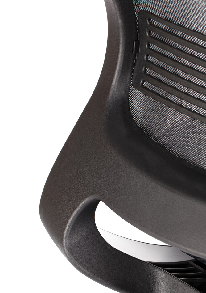 Prime Royal Ahrend Prime office chair back with lumbar support upholstered in black left rear detail view