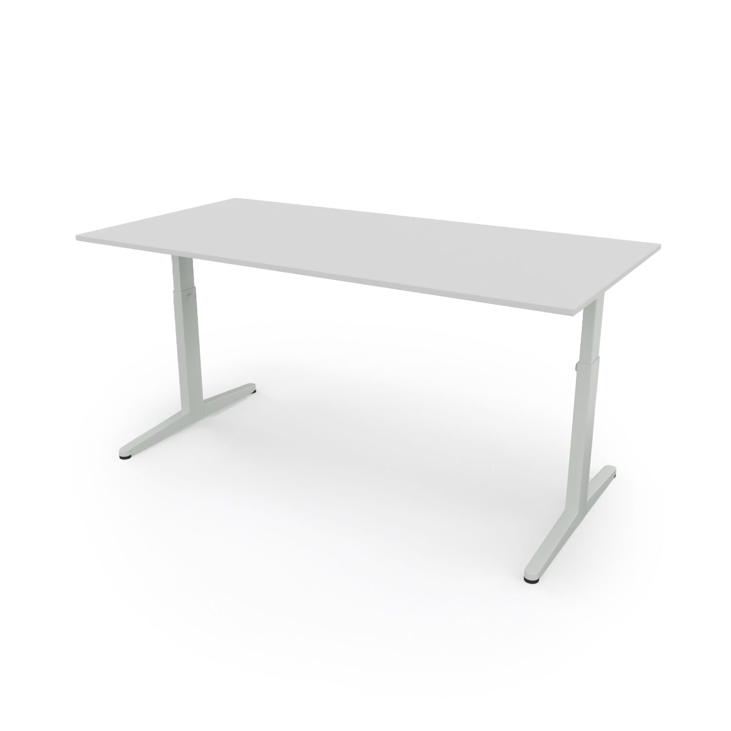 Balance Ahrend Balance HI desk 160 frame in light grey and tabletop in light grey front left view