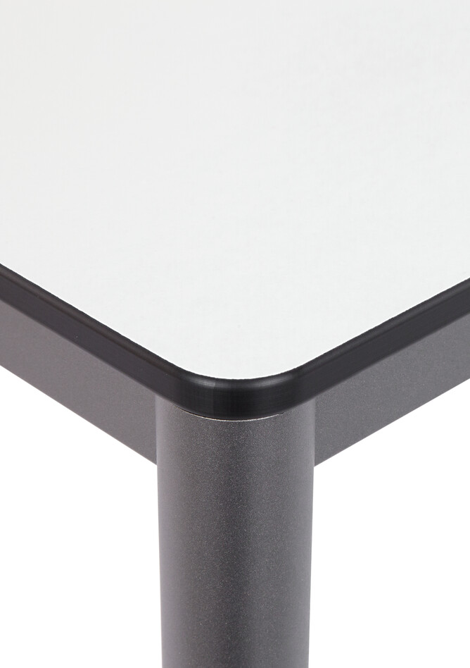 314 Royal Ahrend 314 round leg table in anthracite with grey tabletop front left top detail view