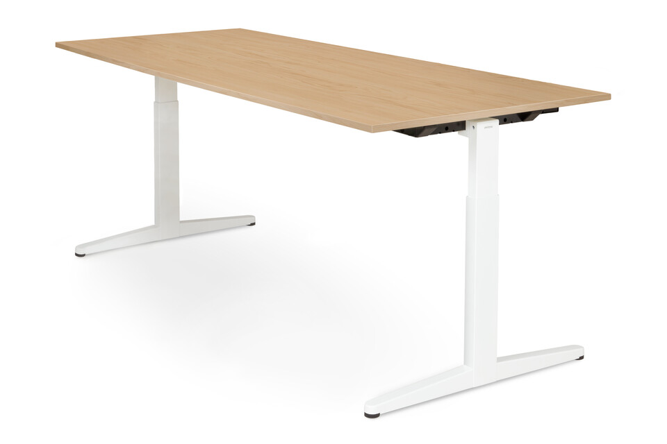 Balance Royal Ahrend Balance workstation in white with birch worktop front right view