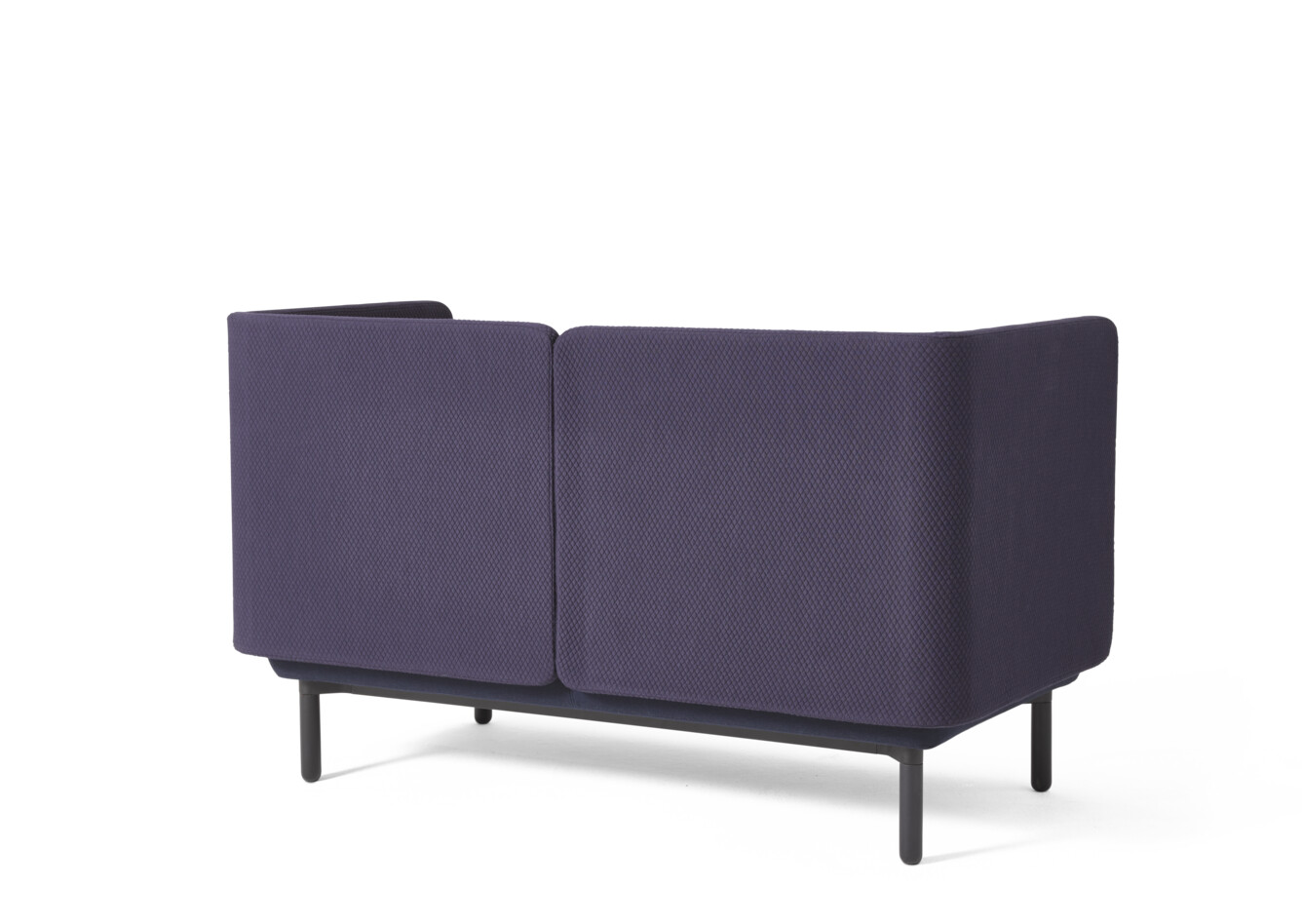 Charge Royal Ahrend Charge sofa with black frame and upholstered in blue rear left view