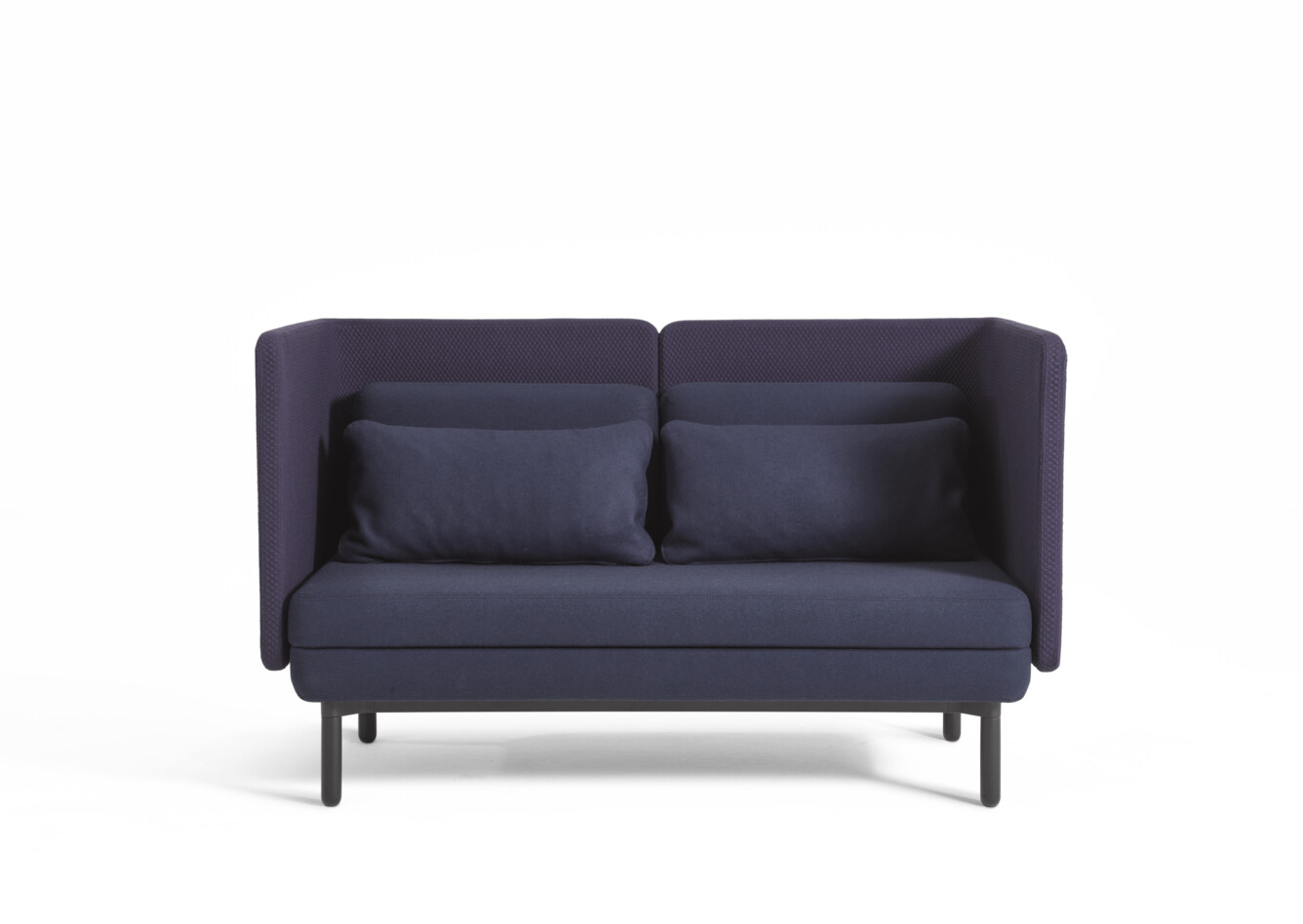 Charge Royal Ahrend Charge sofa with black frame and upholstered in blue front view