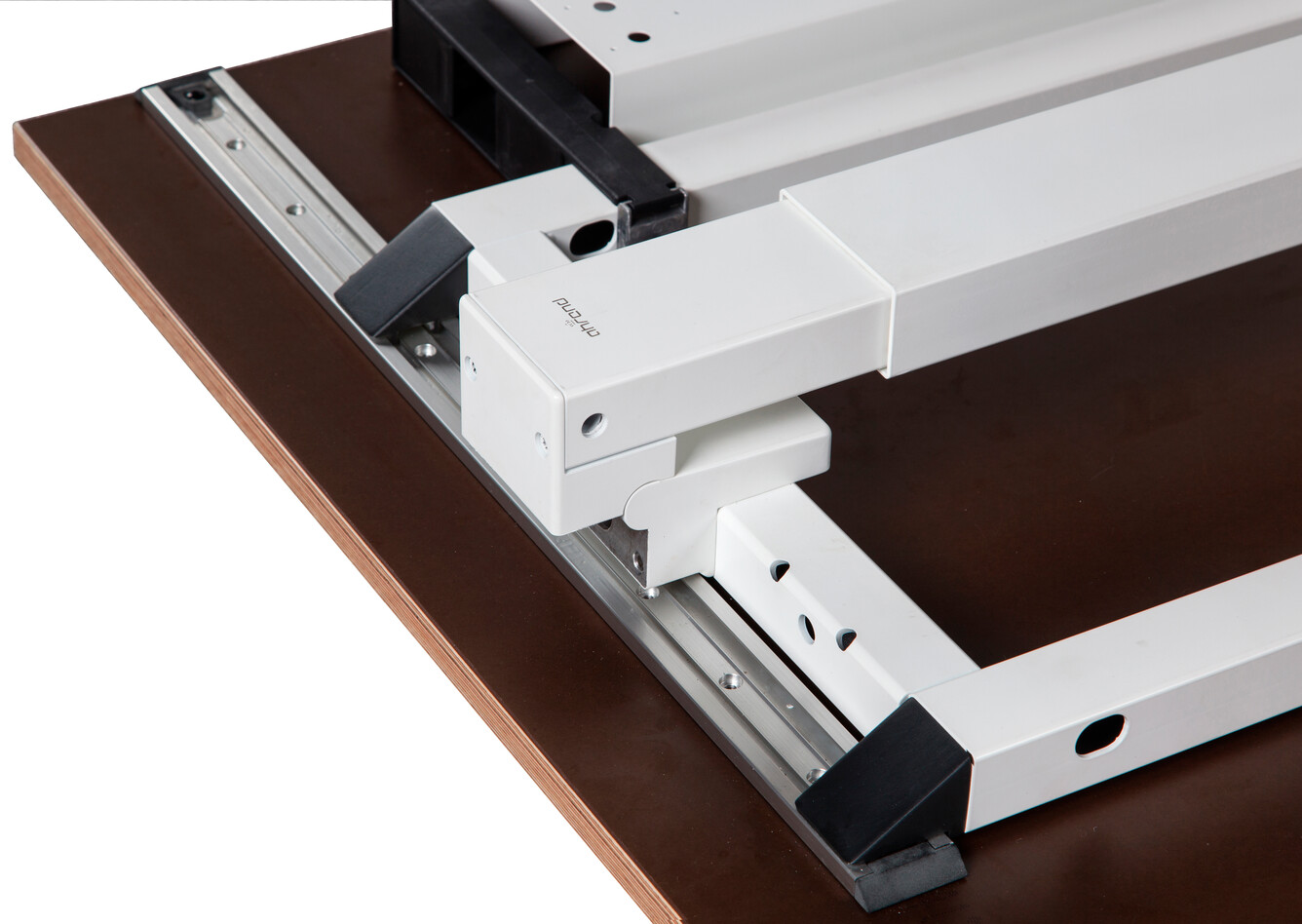 Balance Royal Ahrend Balance workstation with white folding leg folded front left detail bottom view